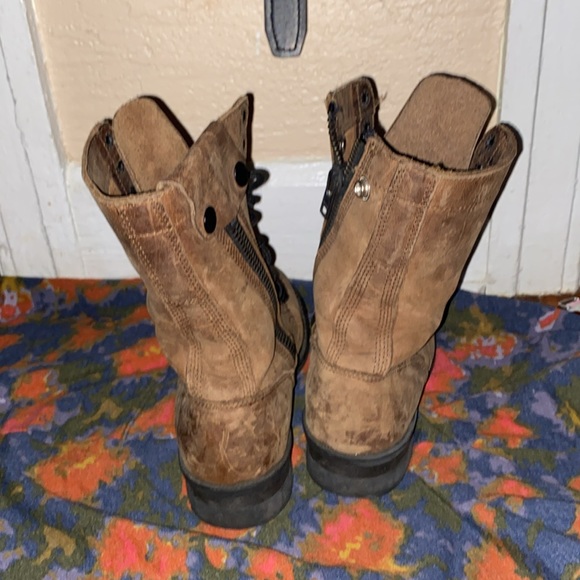 Double H Brown Rugged Leather Motorcycle Boots Side Zip Size 8.5 - Picture 5 of 6